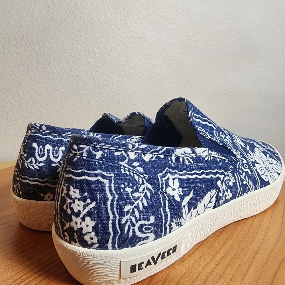 SeaVees Reyn Spooner Baja Shoes Mens Size 9.5 Hawaiian Floral Canvas Slip On